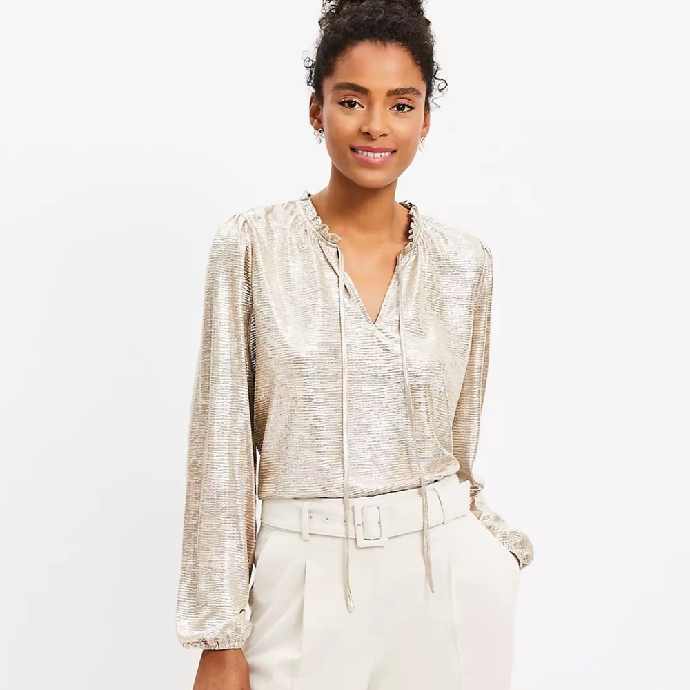 LOFT Gold Shimmer Blouse